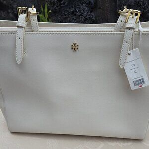 New Ivory Emerson Buckle Tote Tory Burch